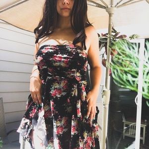 Gorgeous Rose Floral Strapless Dress