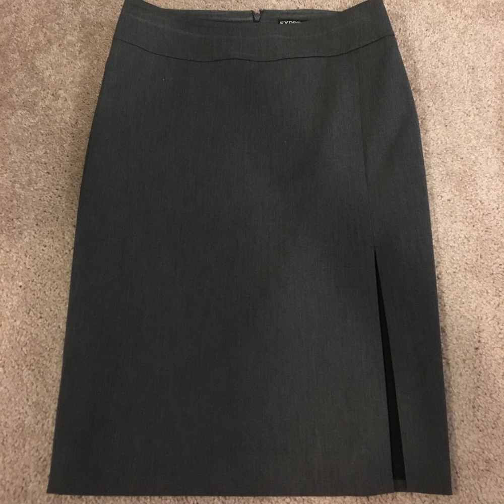 Grey pencil skirt with side slit