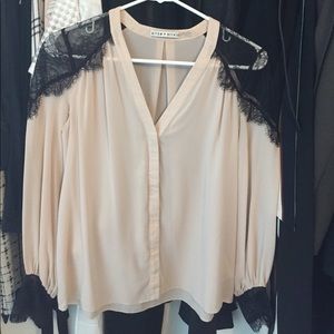 Alice + Olivia silk lace blouse (xs/tp)