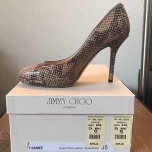 Jimmy Choo Aimee, Snake Print Leather - Nude/Black