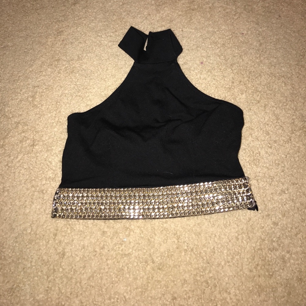 Gold chain trimmed crop top