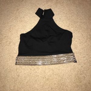 Gold chain trimmed crop top