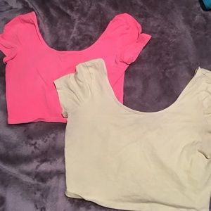 2 bright colored crop tops