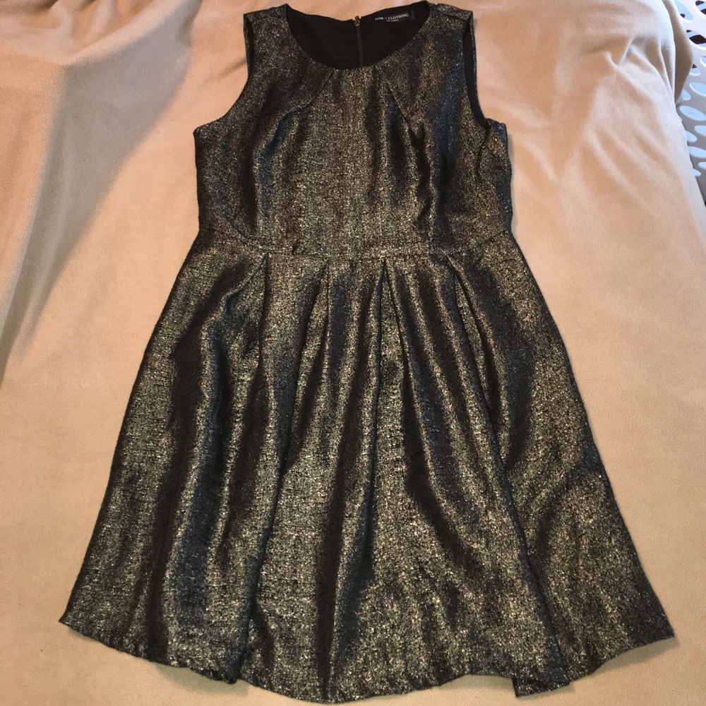 metallic skater dress