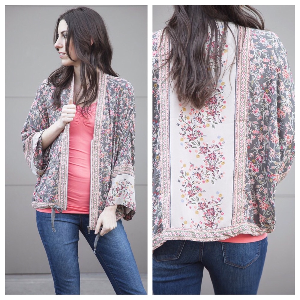 Free People Windflowers Printed Cinched Kimono - Picture 2 of 3