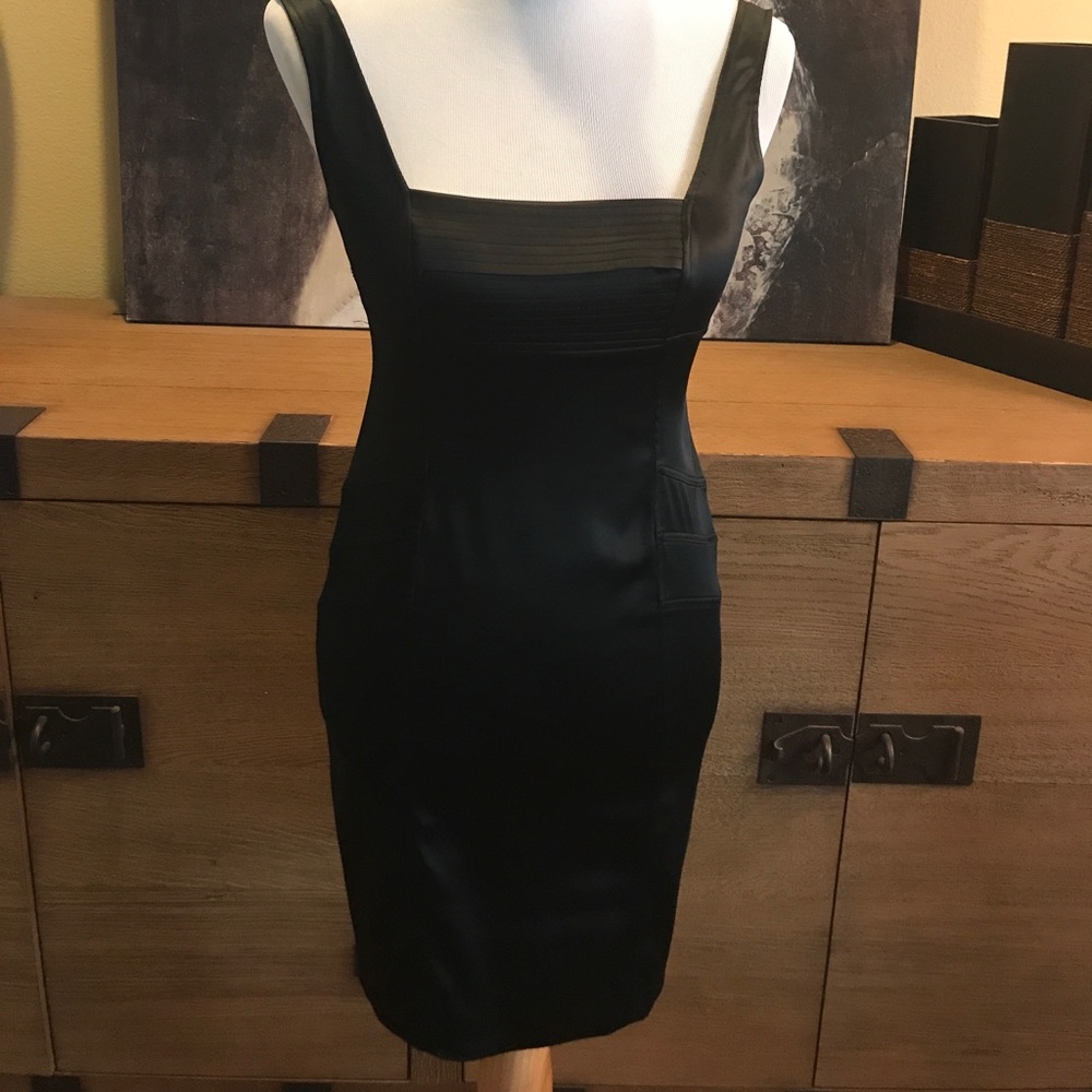 Black Satin Stretch mini cocktail dress