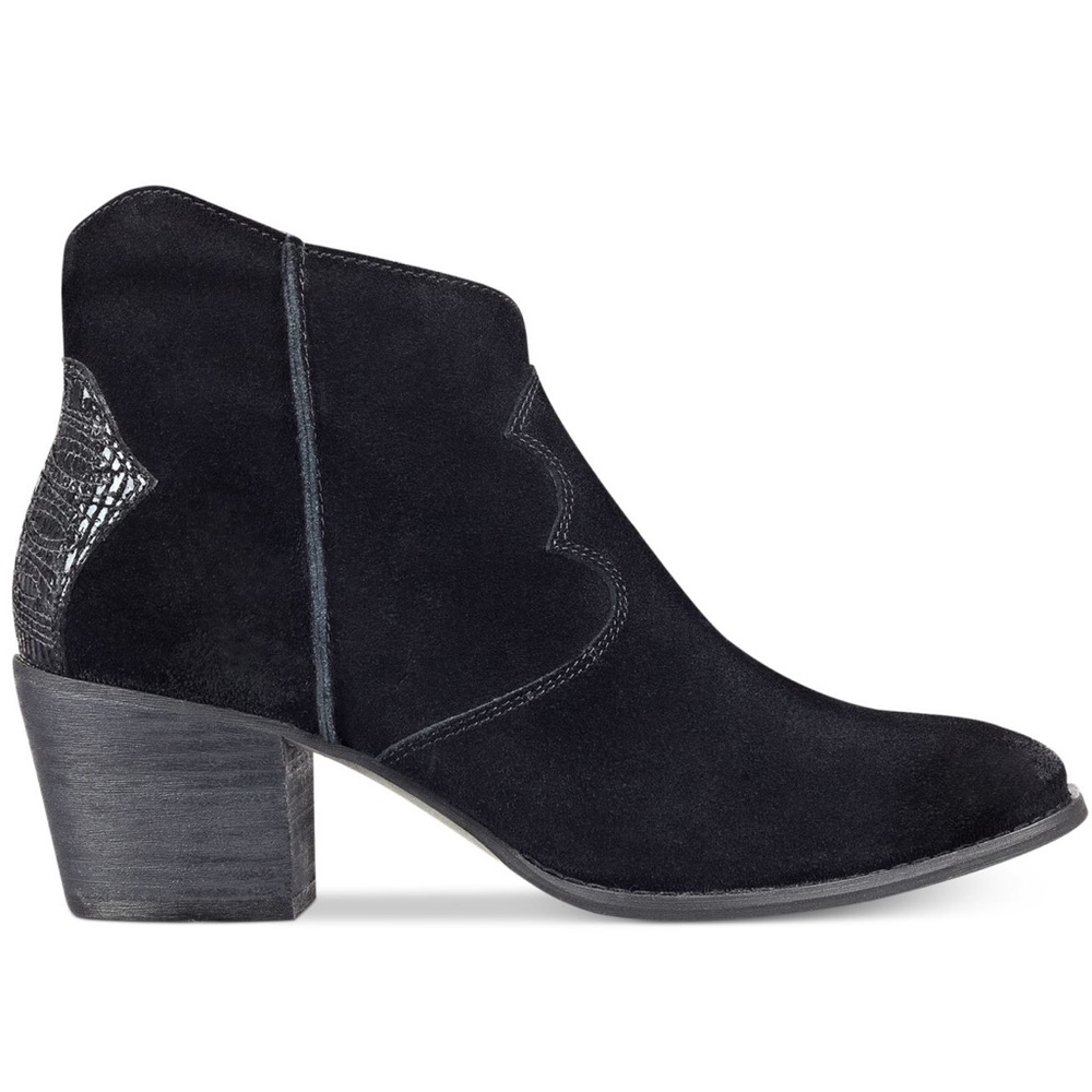 Distressed Black Leather Western Ankle Booties - Picture 6 of 6