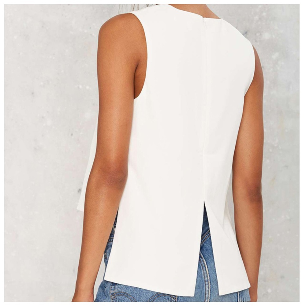 🆕 White High Low Split Tail Top - Picture 4 of 5