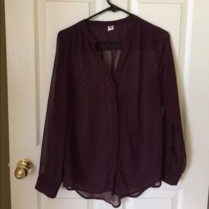 Old Navy Sheer Dark Maroon Blouse