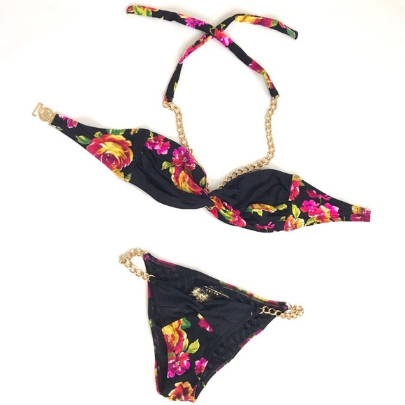 Victoria's Secret Other - Victoria's Secret Floral Gold Chain Bikini
