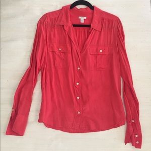 J. Crew Coral Silk Blouse