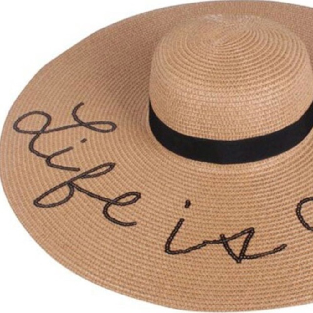 5⭐️ RATED! Sequin LIFE IS GOOD Floppy beach hat - Picture 4 of 5