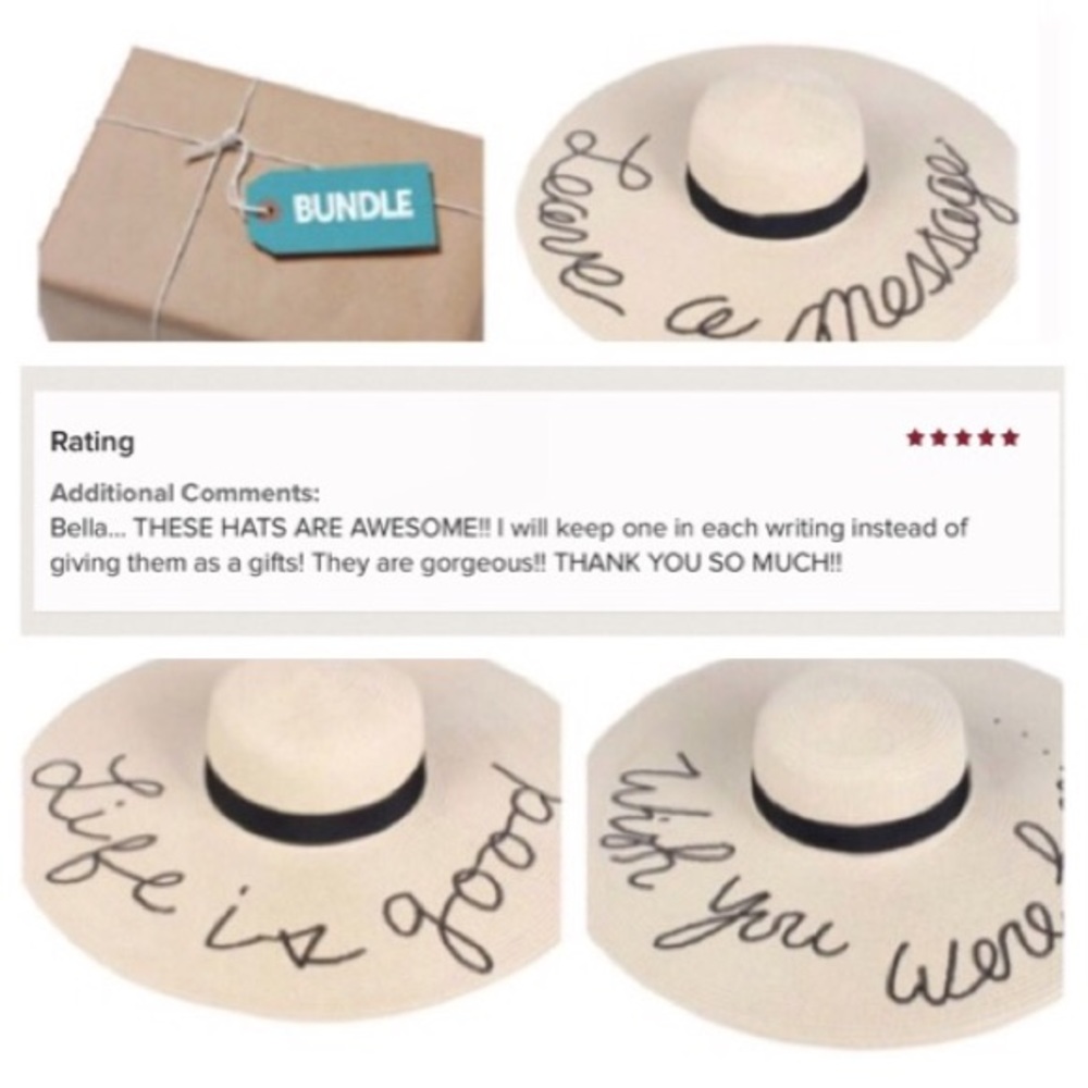 5⭐️ RATED! Sequin LIFE IS GOOD Floppy beach hat - Picture 3 of 5