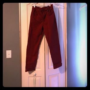 Red mom jeans