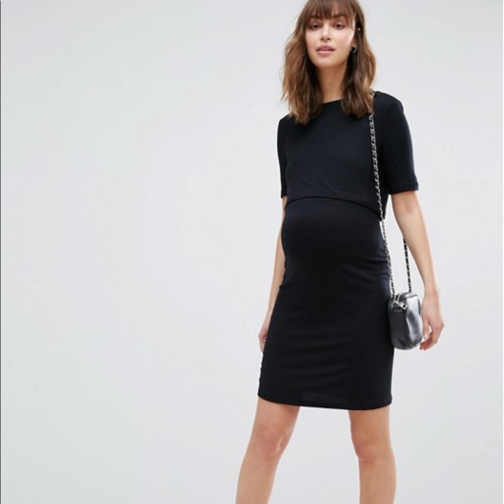 Maternity Nursing Double Layer Dress Asos