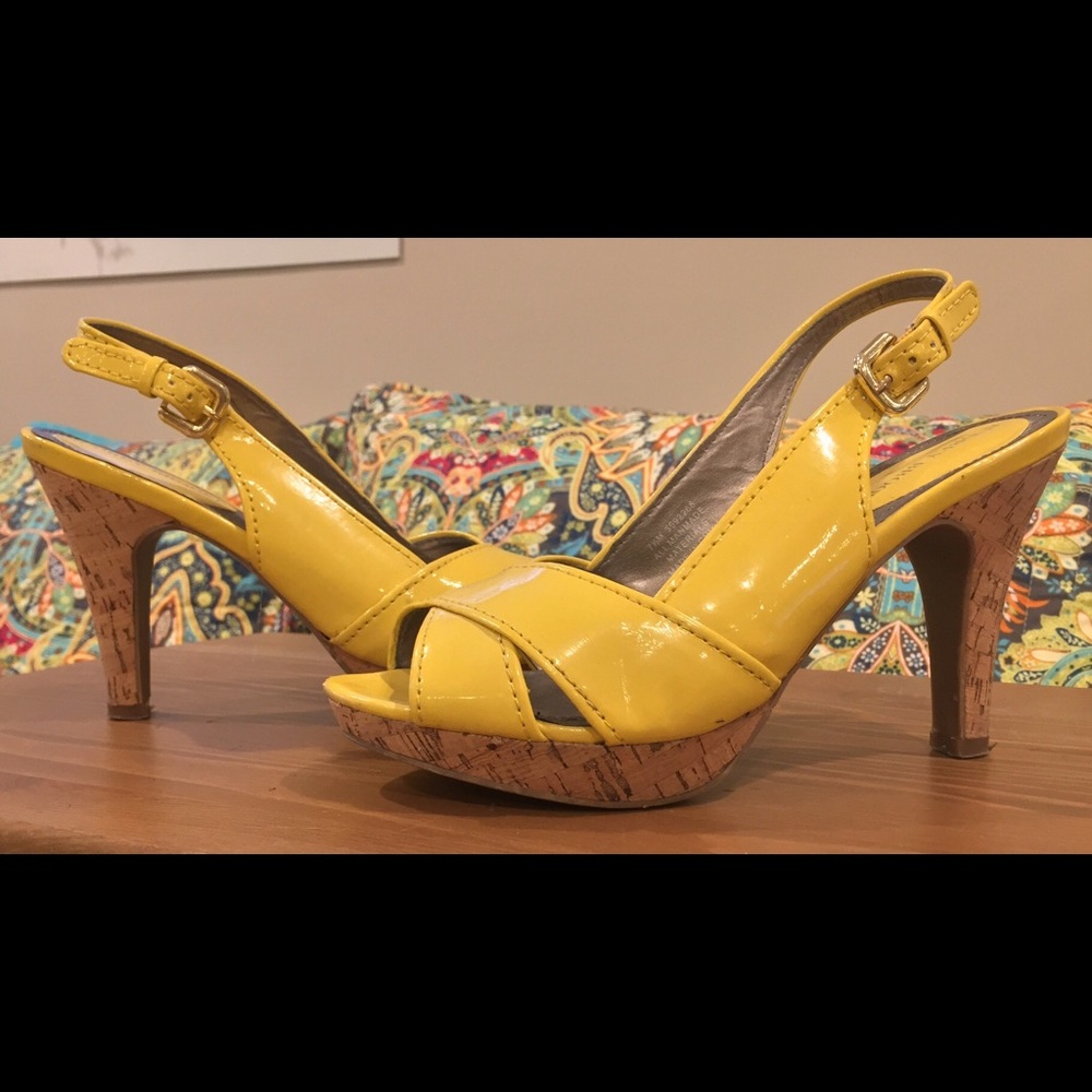 Audrey Brooke Yellow Cork Heels