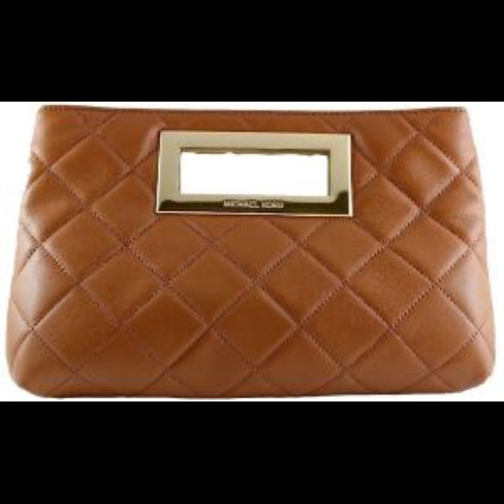 Brown Michael Kors quilted clutch -Used Once!