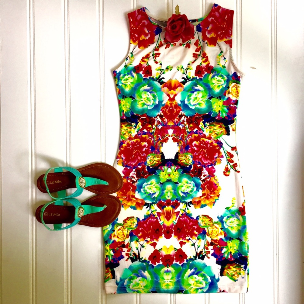H & M body con summer floral dress