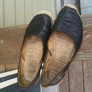 Rag & Bone New York black leather espadrille flat