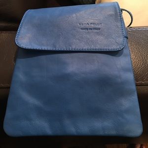 Blue Italian leather cross body!