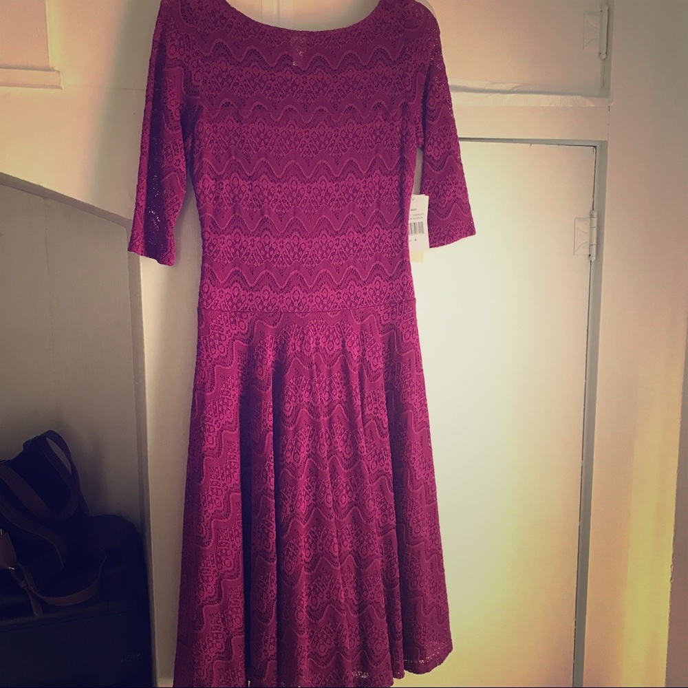 Sangria Magenta lace detail dress