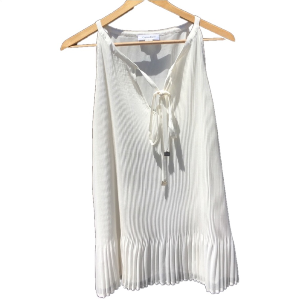Ivory Pleated Calvin Klein Shirt