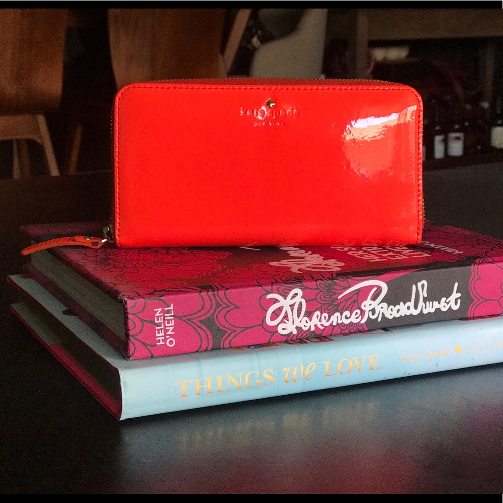 Kate Spade neon coral zip-around wallet circa 2011