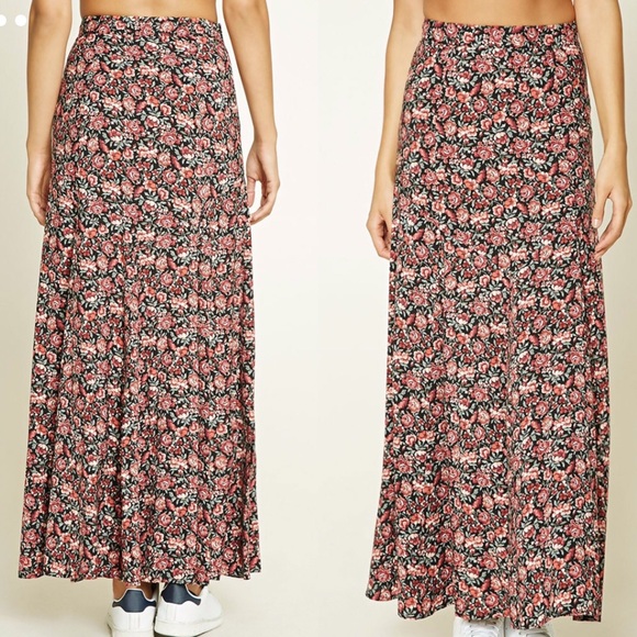 Rose Print Maxi Skirt - Picture 2 of 2