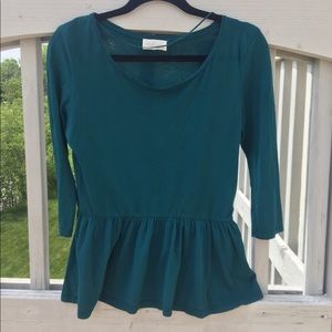 Zara Green Relaxed Peplum Top