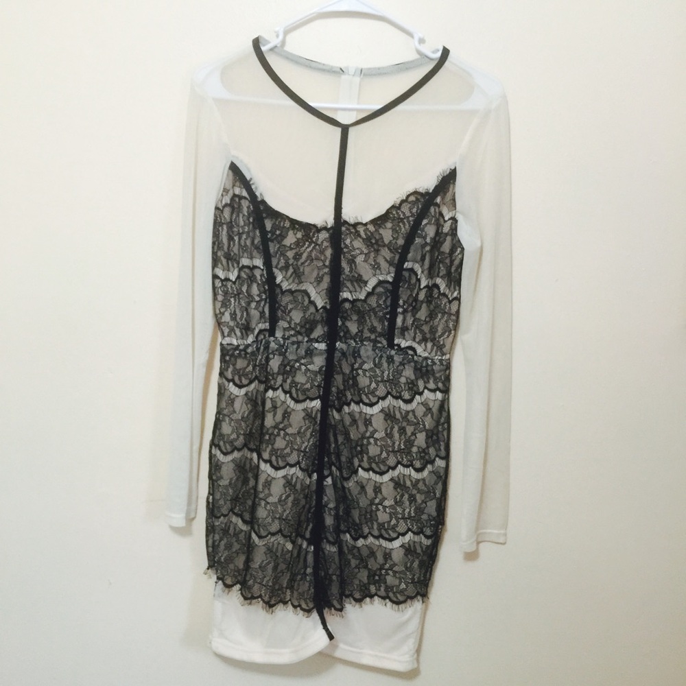 Mesh Nude Black Lace Overlay Dress
