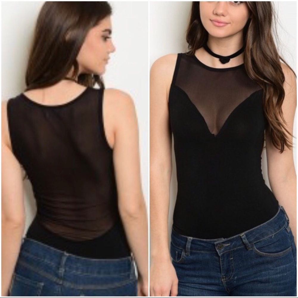 🖤Black illusion bodysuit