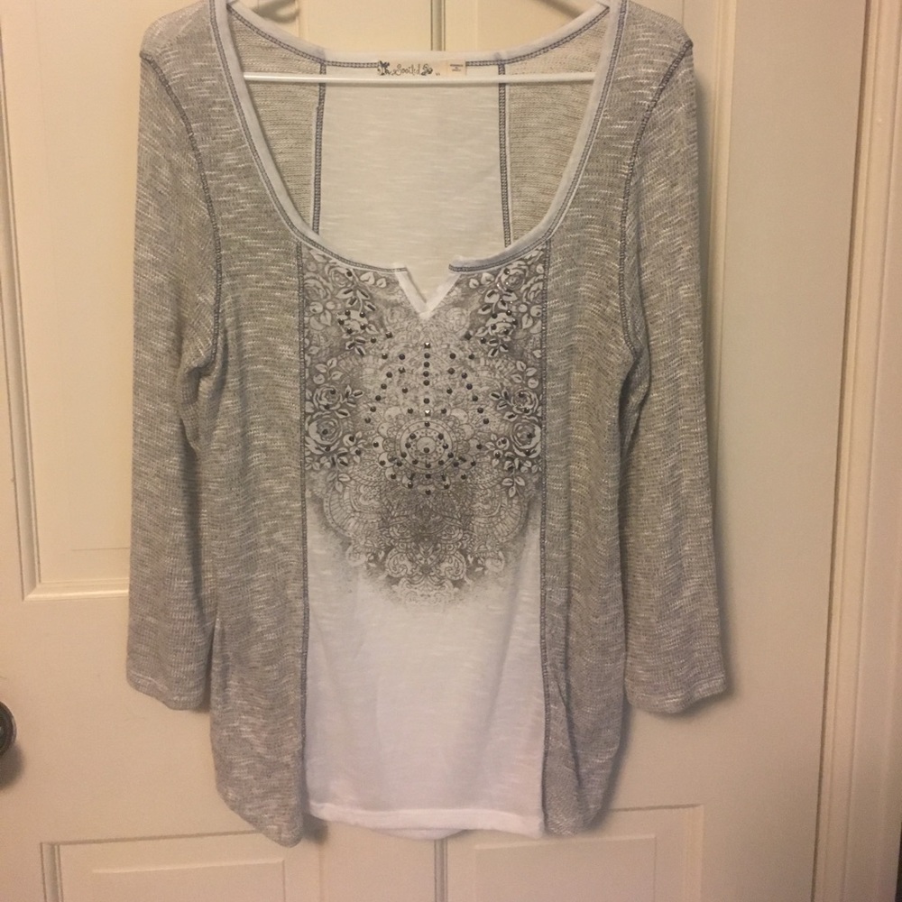 Cute Henley with studs and rhinestones