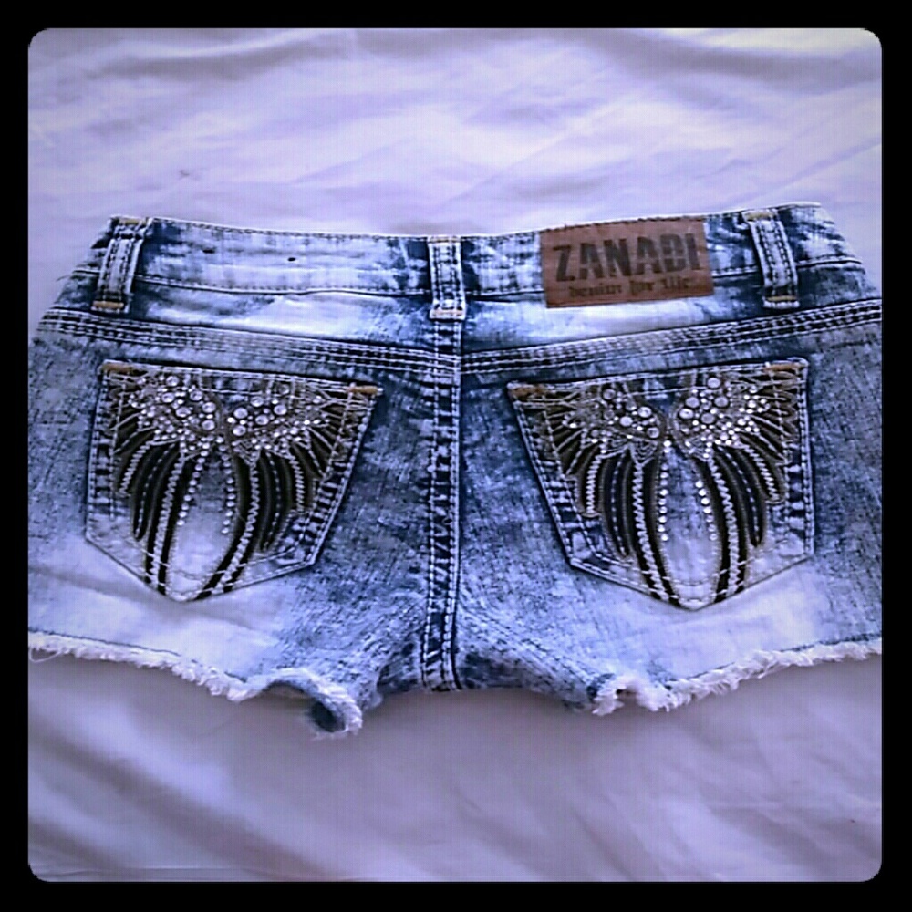 Studded jean shorts