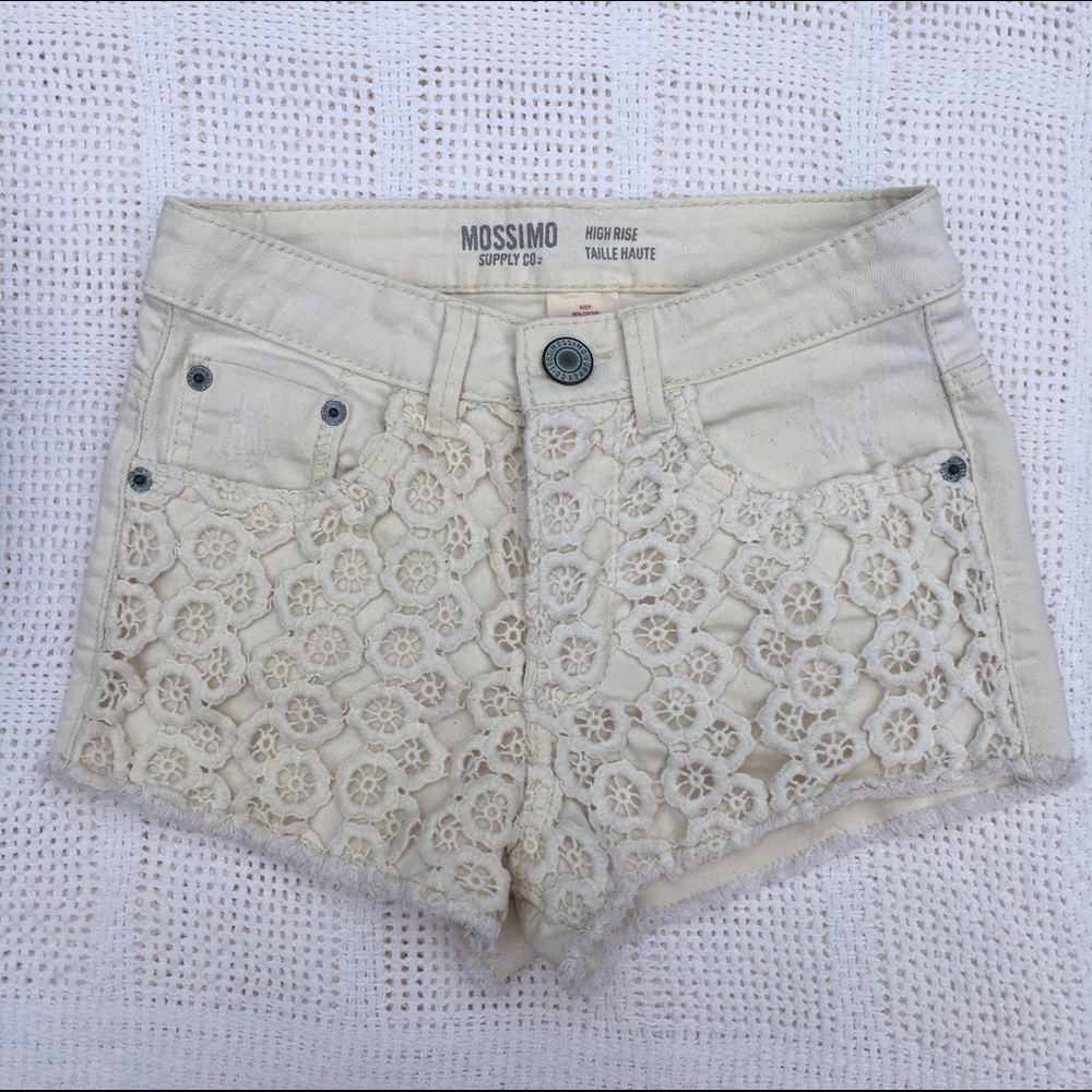 Mossimo Lace cream jean shorts