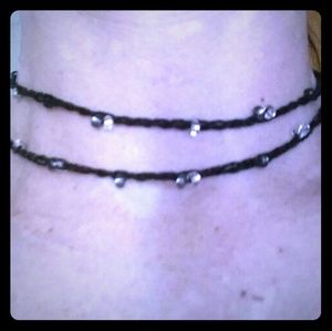 Black Crocheted Choker With Seed Beads