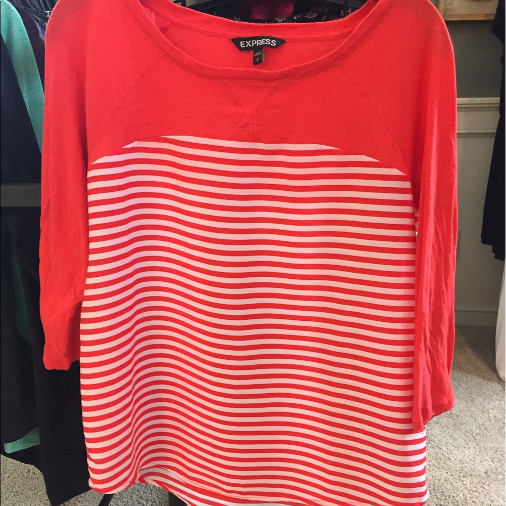 Mixed media stripe top