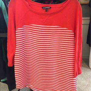 Mixed media stripe top