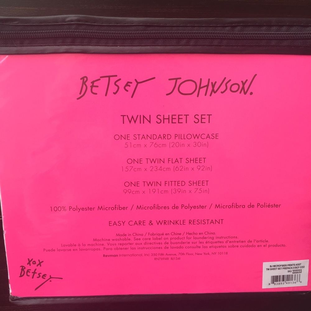 Betsey Johnson XOX Pink & Gray Hearts Twin Sheets - Picture 8 of 8