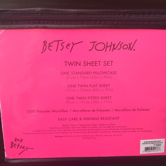 Betsey Johnson XOX Pink & Gray Hearts Twin Sheets - Picture 8 of 8
