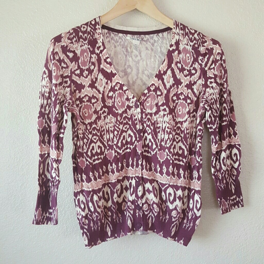 NWOT Lucky Brand Plum and Pink Cardigan