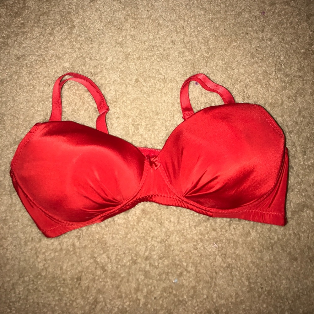 Silky red bra