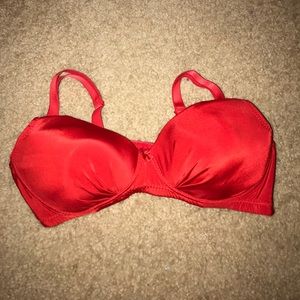 Silky red bra