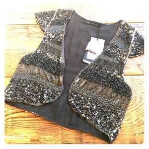 Zara Silver Sequin Crop Vest