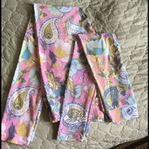 LuLaRoe Mommy & Me Paisley Leggings Set L/XL & TC