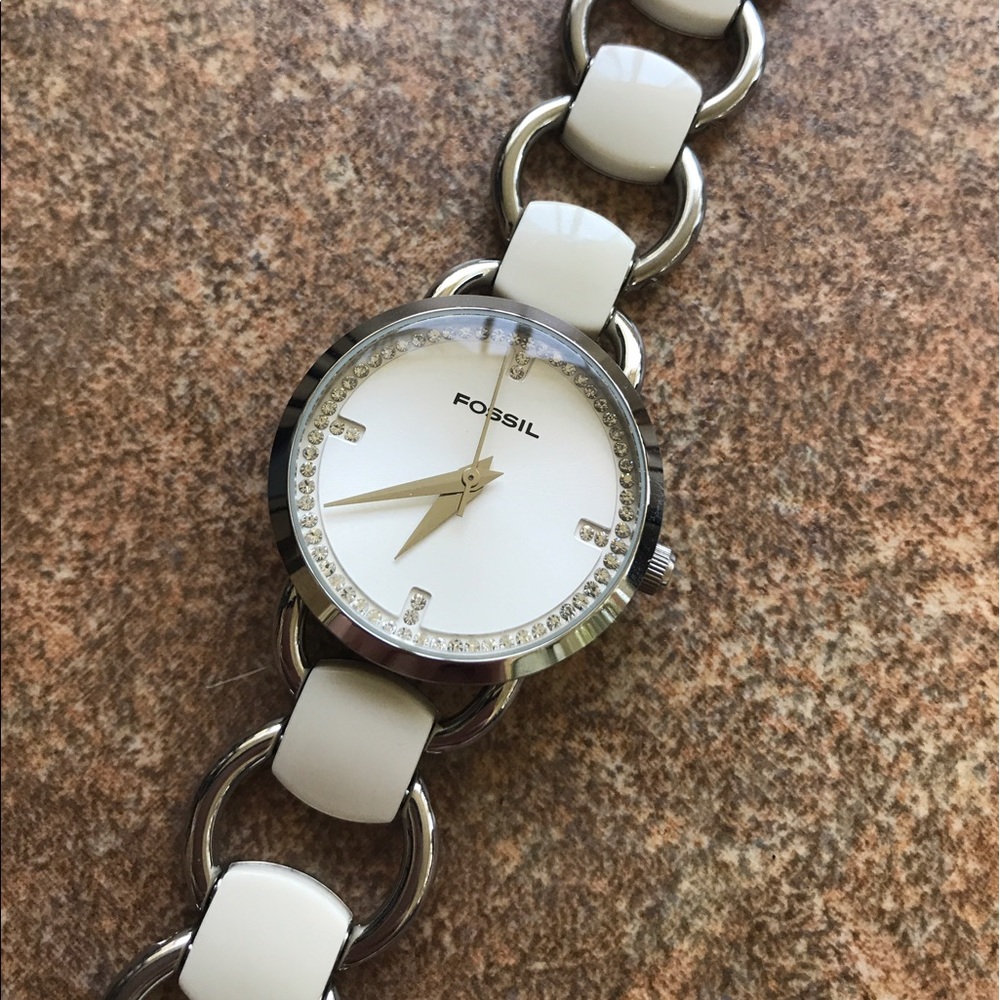 White and Silver Fossil Watch
