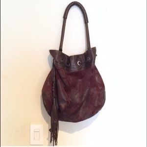 Authentic Donald J Pliner burgundy cowhide bag