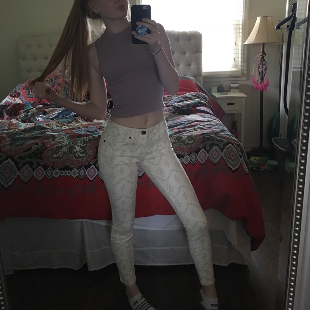 Patterned White Jeans