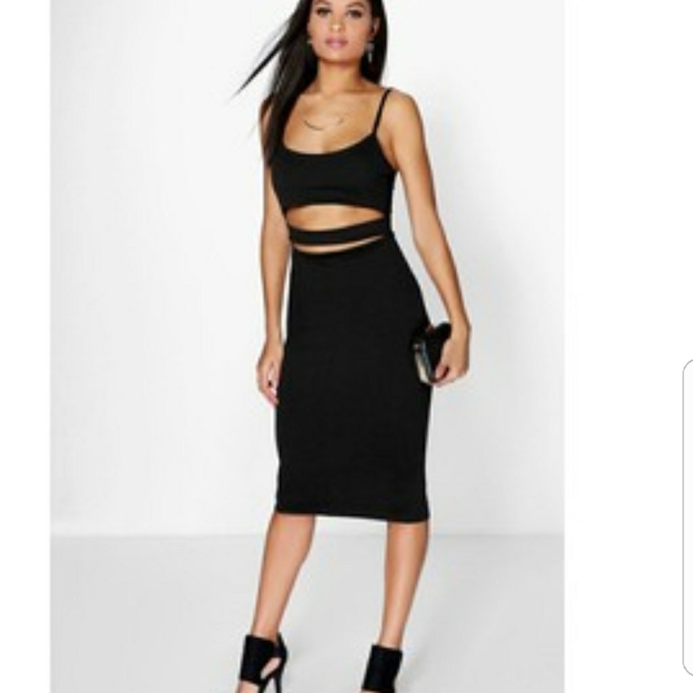 Black Cut Out Midi Dress