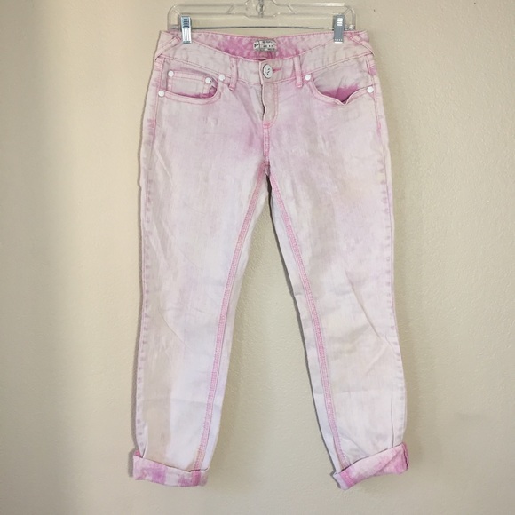 Free People Denim - {Free People} Pink Bleach Wash Relaxed Skinnys