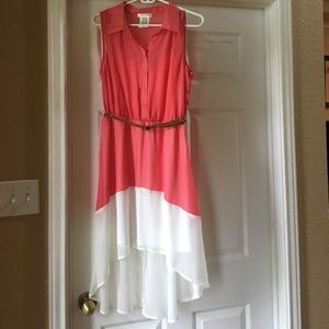 A'gaci coral and white, high low dress